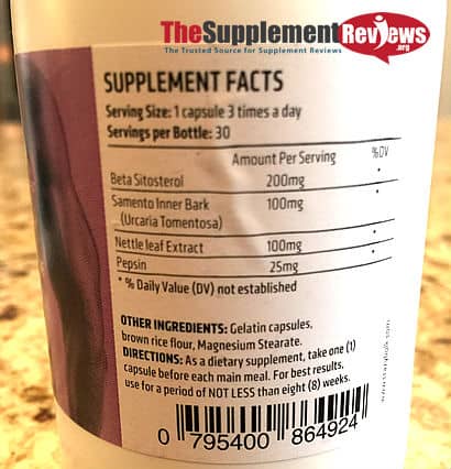 T-Bal Ingredients and Supplement Facts