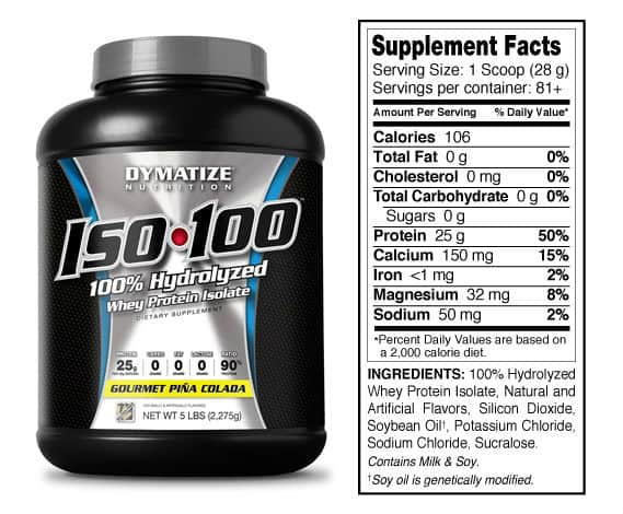 ISO-100 Ingredients and Supplement Facts