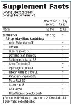 Zantrex 3 Ingredients and Supplement Facts