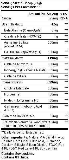 Mr Hyde Pre Workout Supplement Facts Ingredients