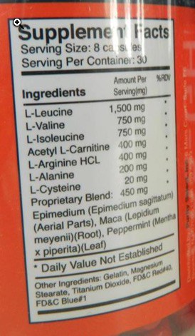 ANA GH Ingredients Supplement Facts