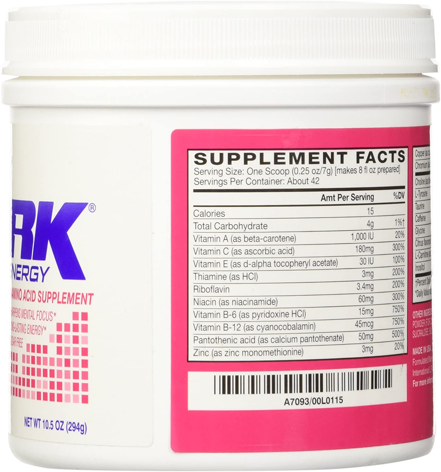 Spark pre workout ingredients and supplement facts