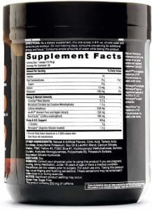 Lit Pre Workout nutrition facts and ingredients list