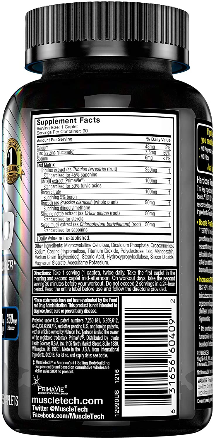 MuscleTech Test HD ingredients and supplement facts
