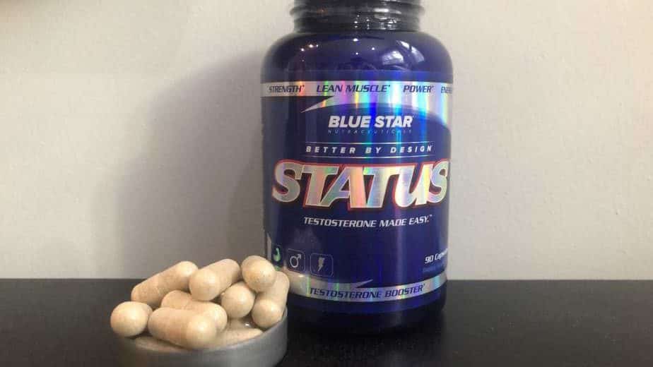 Blue star status pills outside of the bottle