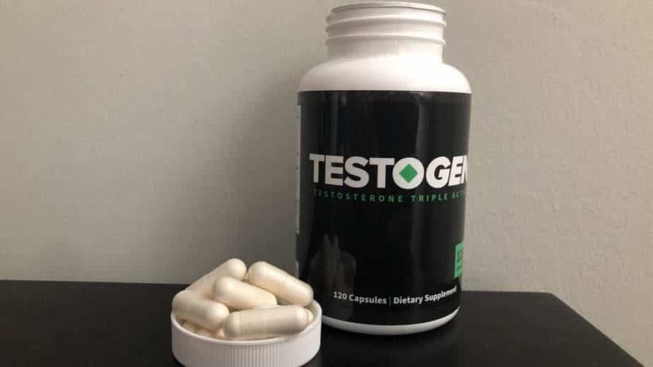 Testogen pills outside of the bottle