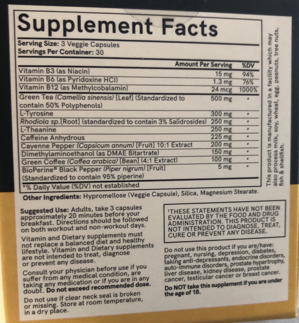 Prime shred ingredients and supplement facts