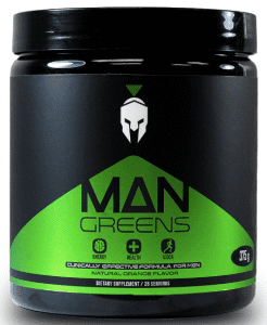 Man greens supplement jar